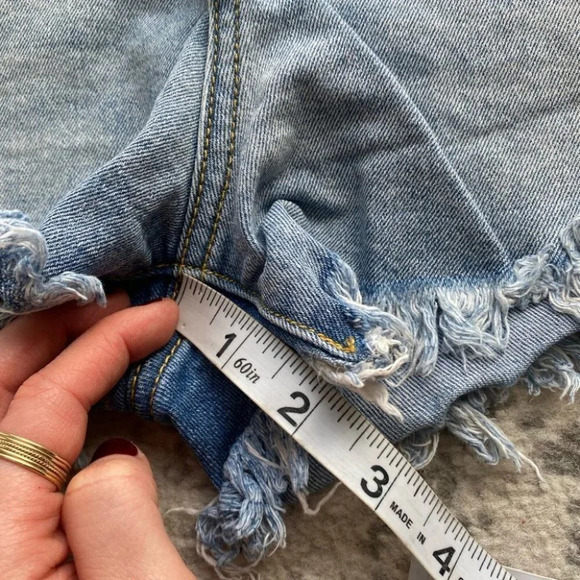 Kancan denim shorts high rise cut offs light wash medium 26 / 27 - Picture 9 of 11